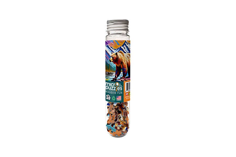 Micro Puzzles - Colorful Bear - Grizzly mountain jigsaw puzzle cub gift him