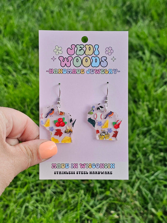 Wisconsin Shaped  Icon Earrings