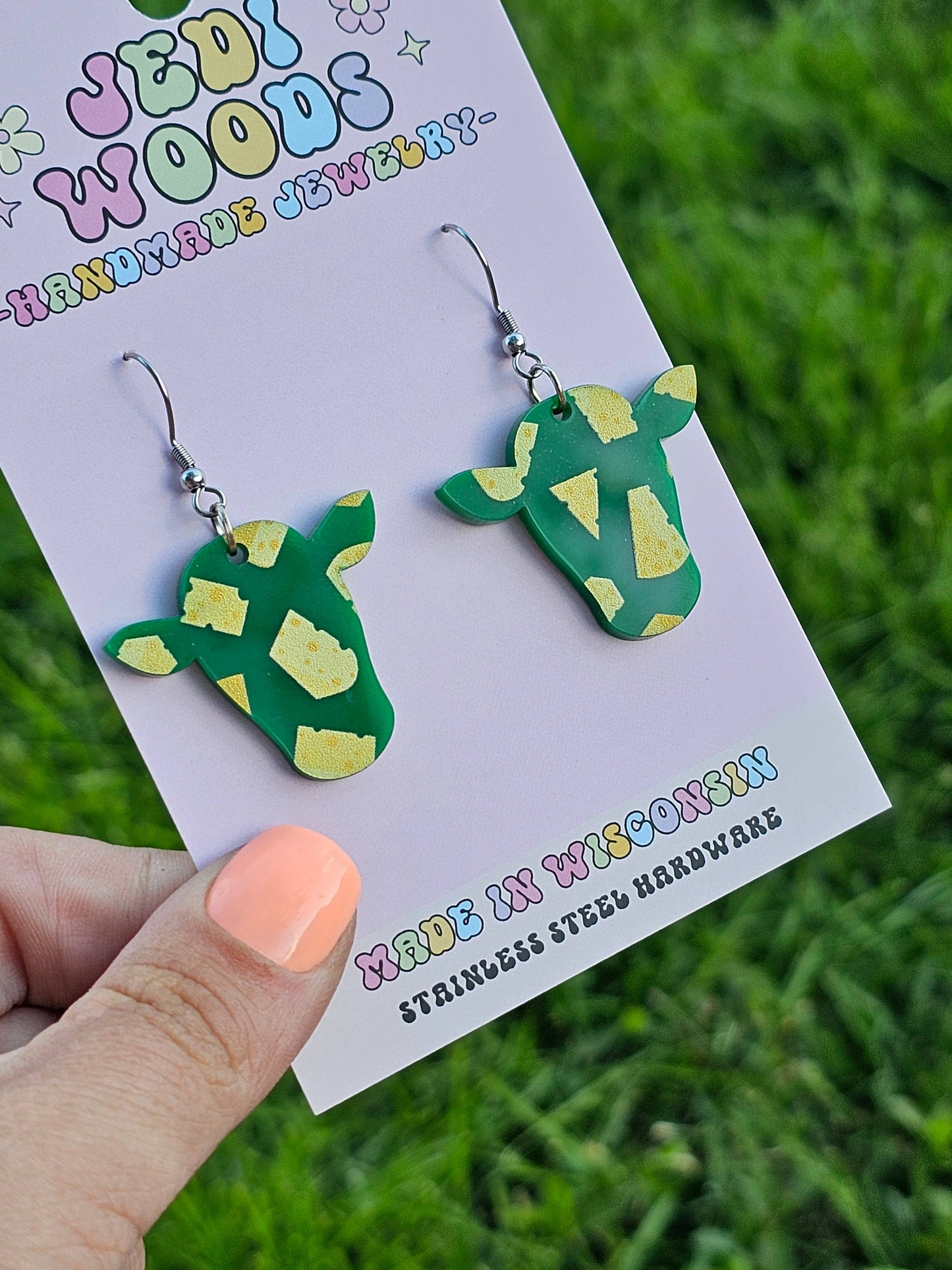 Dairy Cheese Cow Earrings