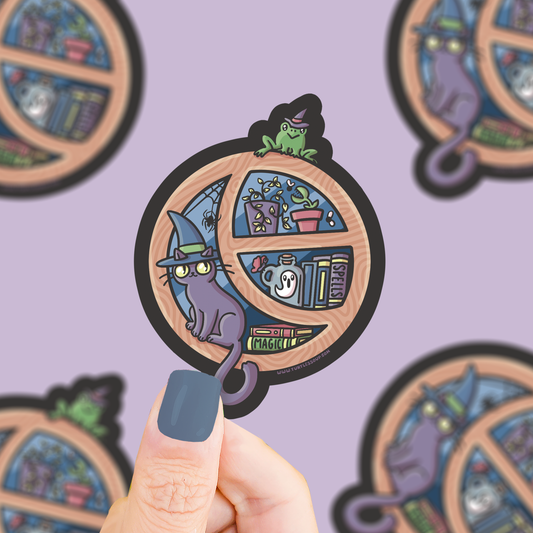 Spooky Halloween Window, Cat, Cute, Vinyl Sticker