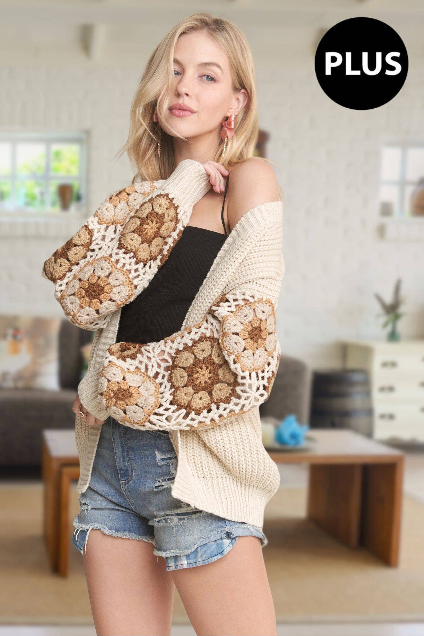 CROCHET CARDIGAN - Plus Size
