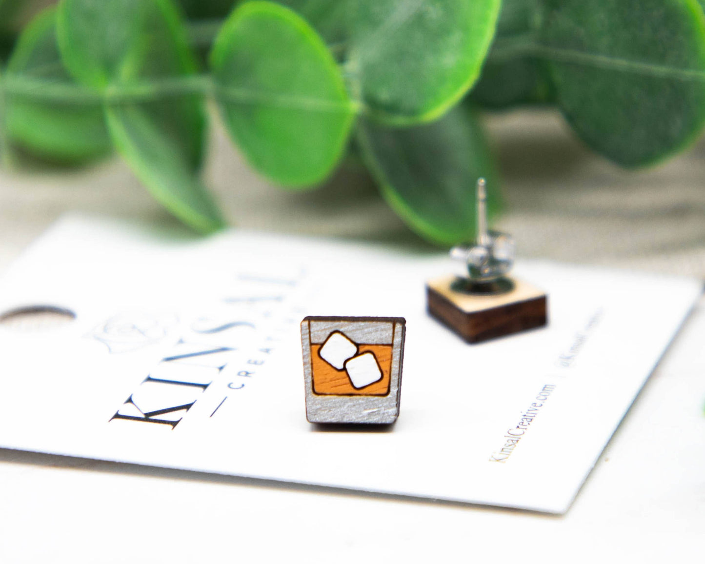 Whiskey Wood Stud Earrings