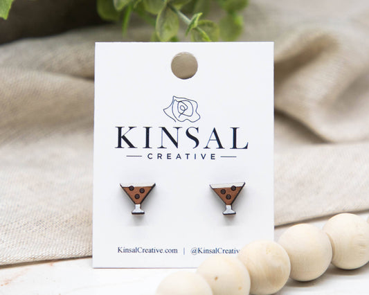 Espresso Martini Wood Stud Earrings