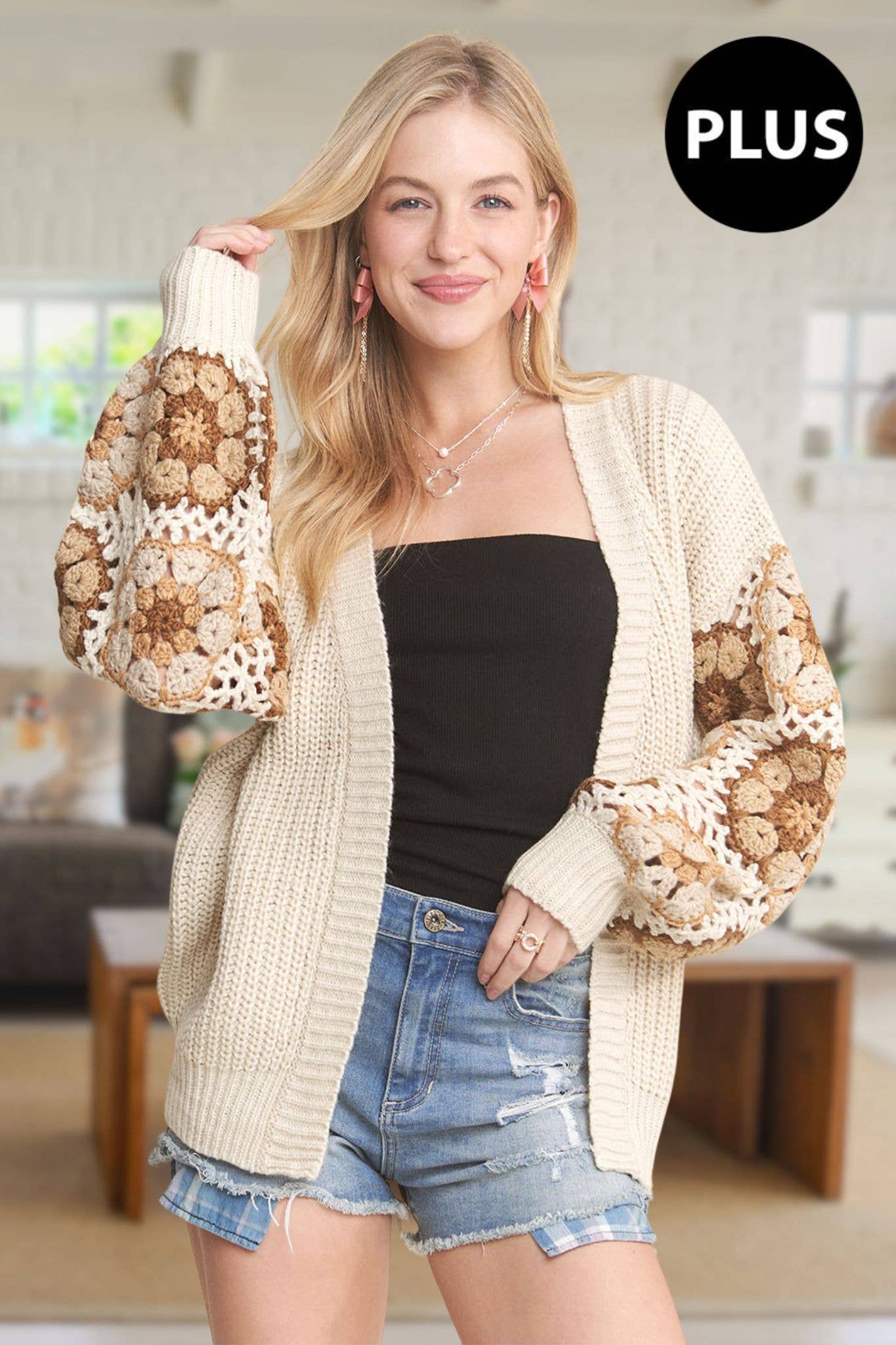 CROCHET CARDIGAN - Plus Size