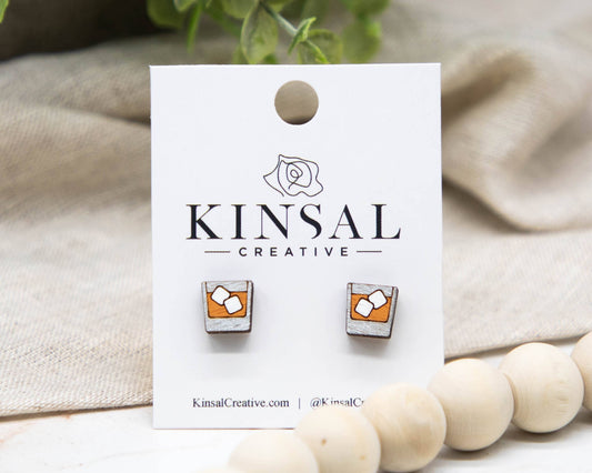 Whiskey Wood Stud Earrings