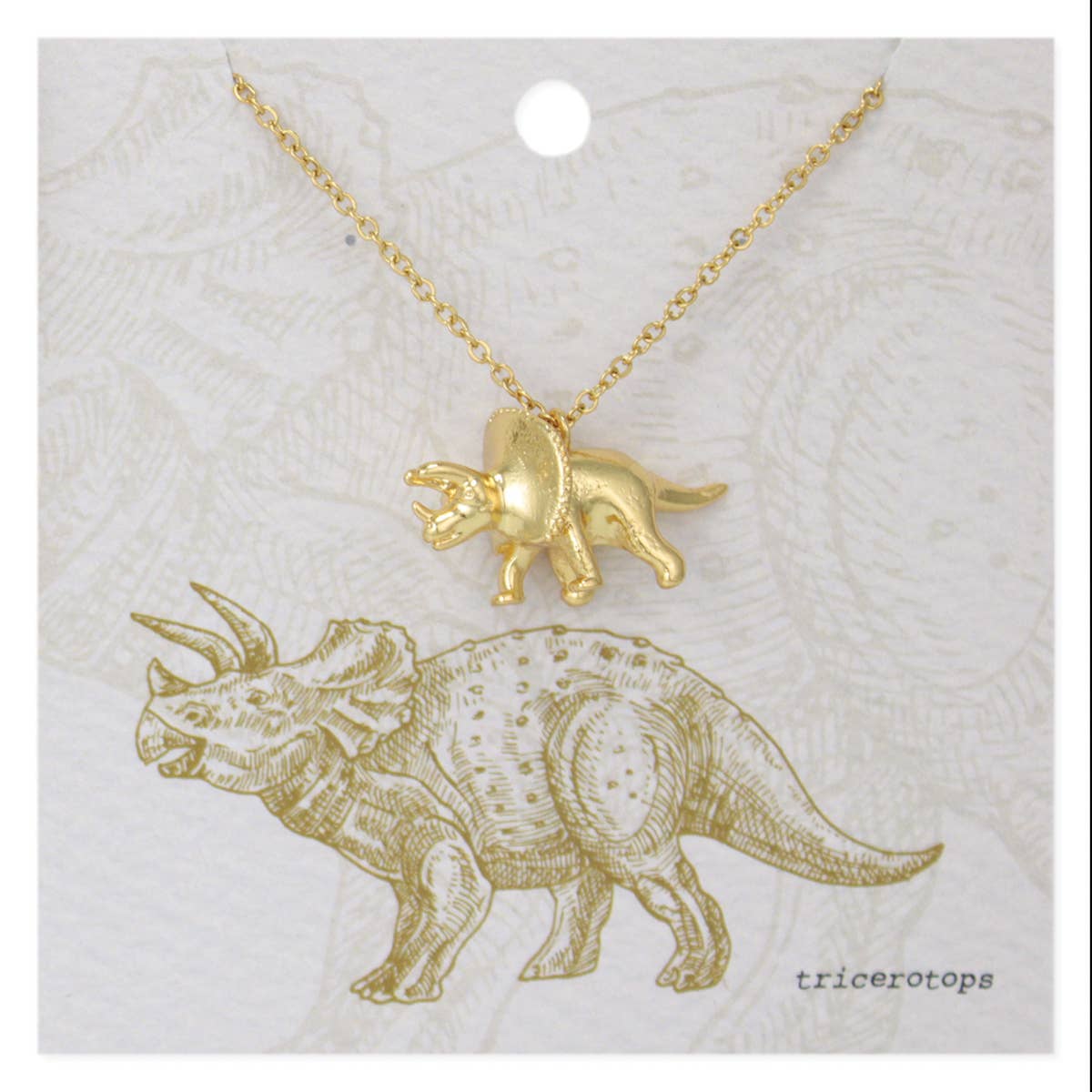 Prehistoric Times Gold or Silver Triceratops Necklace
