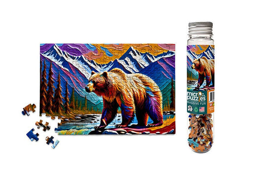 Micro Puzzles - Colorful Bear - Grizzly mountain jigsaw puzzle cub gift him