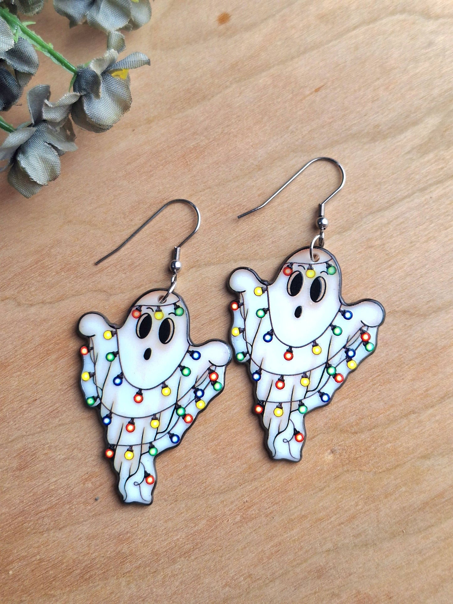 Christmas Light Ghost Earrings