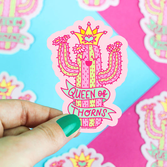 Queen of Thorns Saguaro Cactus Valentine's Day Vinyl Sticker