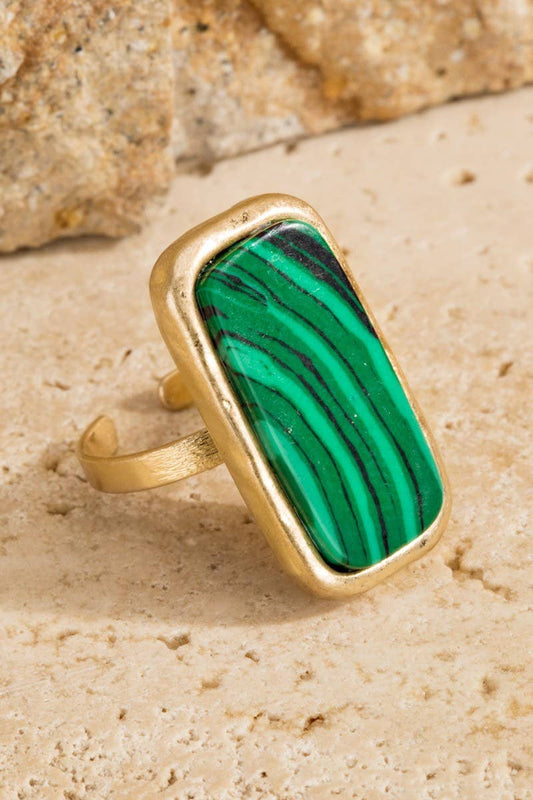 Natural Stone Rectangle Ring
