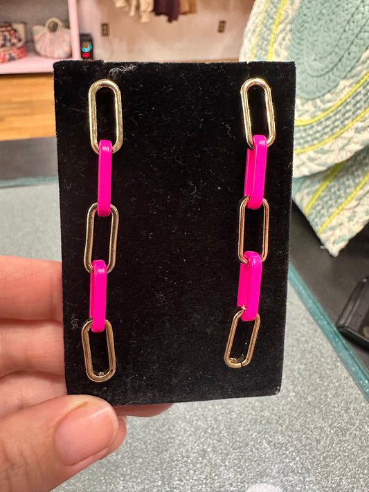 Hot Pink Paperclip Earrings