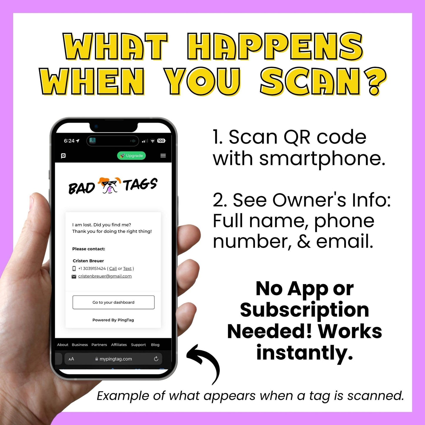 Bad Tags - Dog ID Tag w/ Scannable QR Code - Don't F*ck with my Mom