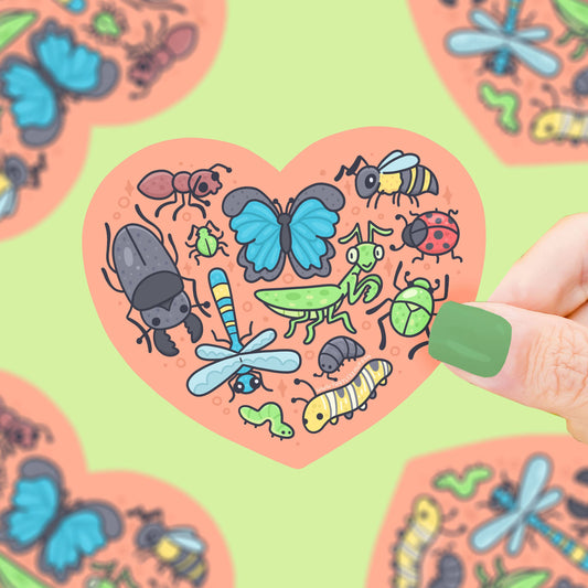 Cute Bugs Heart Vinyl Sticker