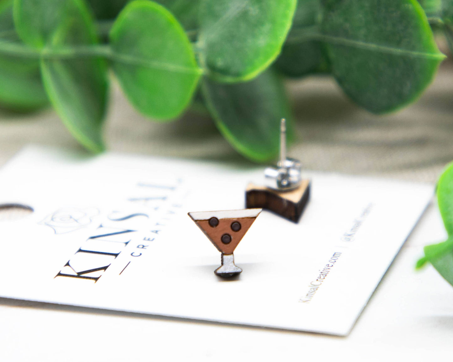 Espresso Martini Wood Stud Earrings