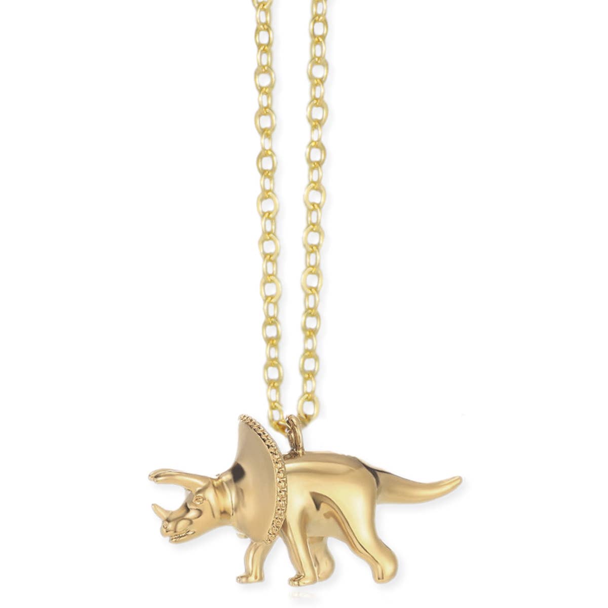 Prehistoric Times Gold or Silver Triceratops Necklace