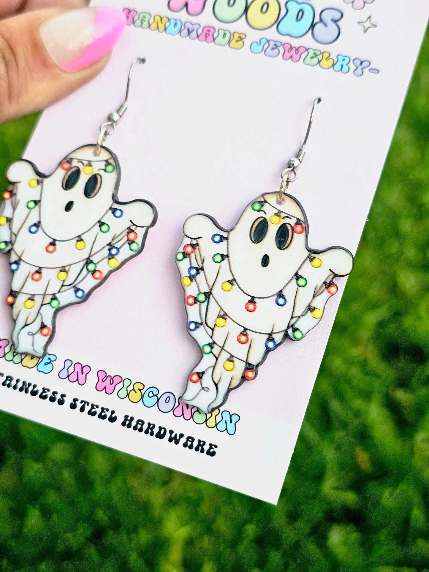Christmas Light Ghost Earrings