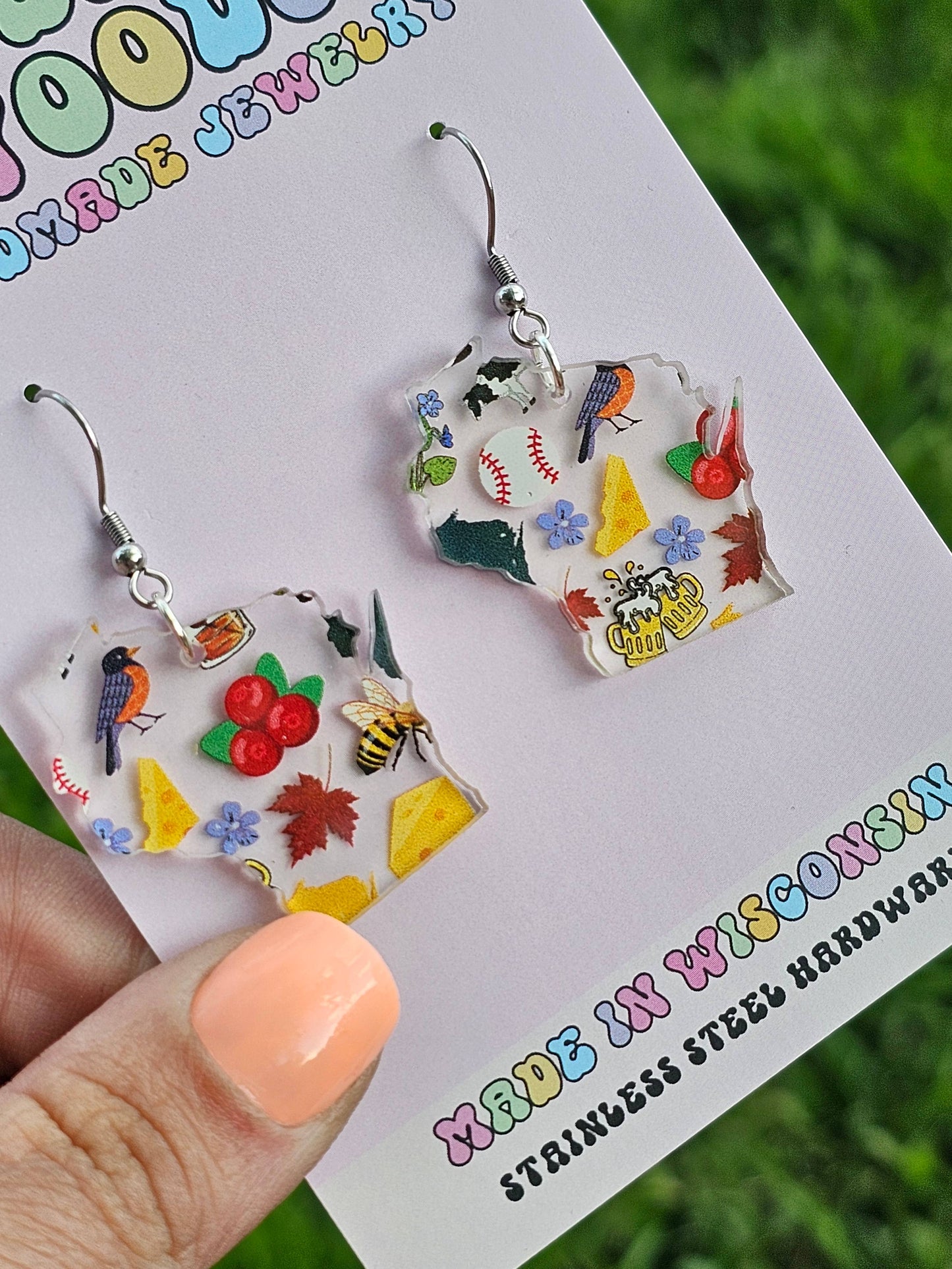 Wisconsin Shaped  Icon Earrings